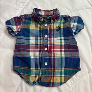 Adorable Chaps Multicolor Plaid Button Down Shirt for Kids size 12 months